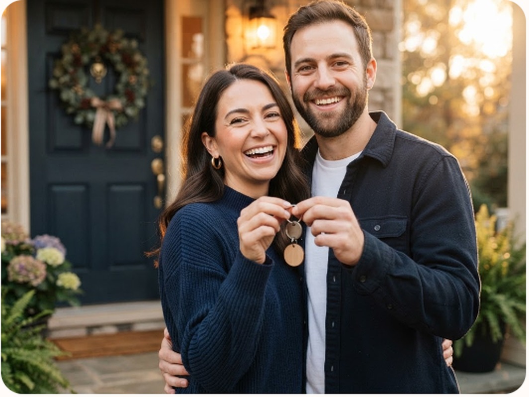 Homebuyers holding house keys